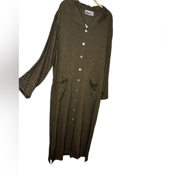 🌿 Vintage Chico’s Olive Green Button Front Maxi Shirt Dress Size XL 3 🌿 - Picture 1 of 5